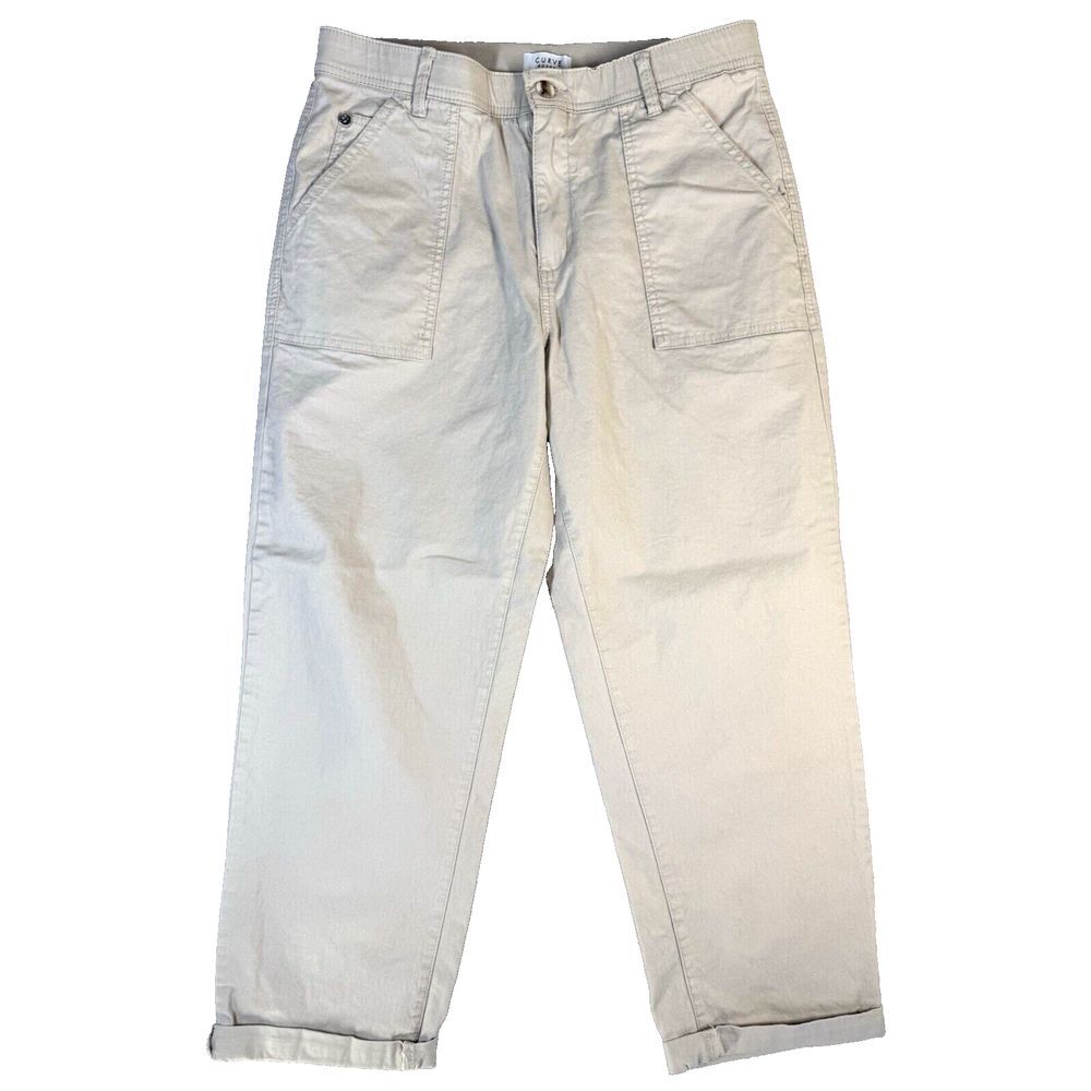 Curve Appeal Womens Pants 10/30 Khaki  Chinos Beach Boho Cuff  Slimming …